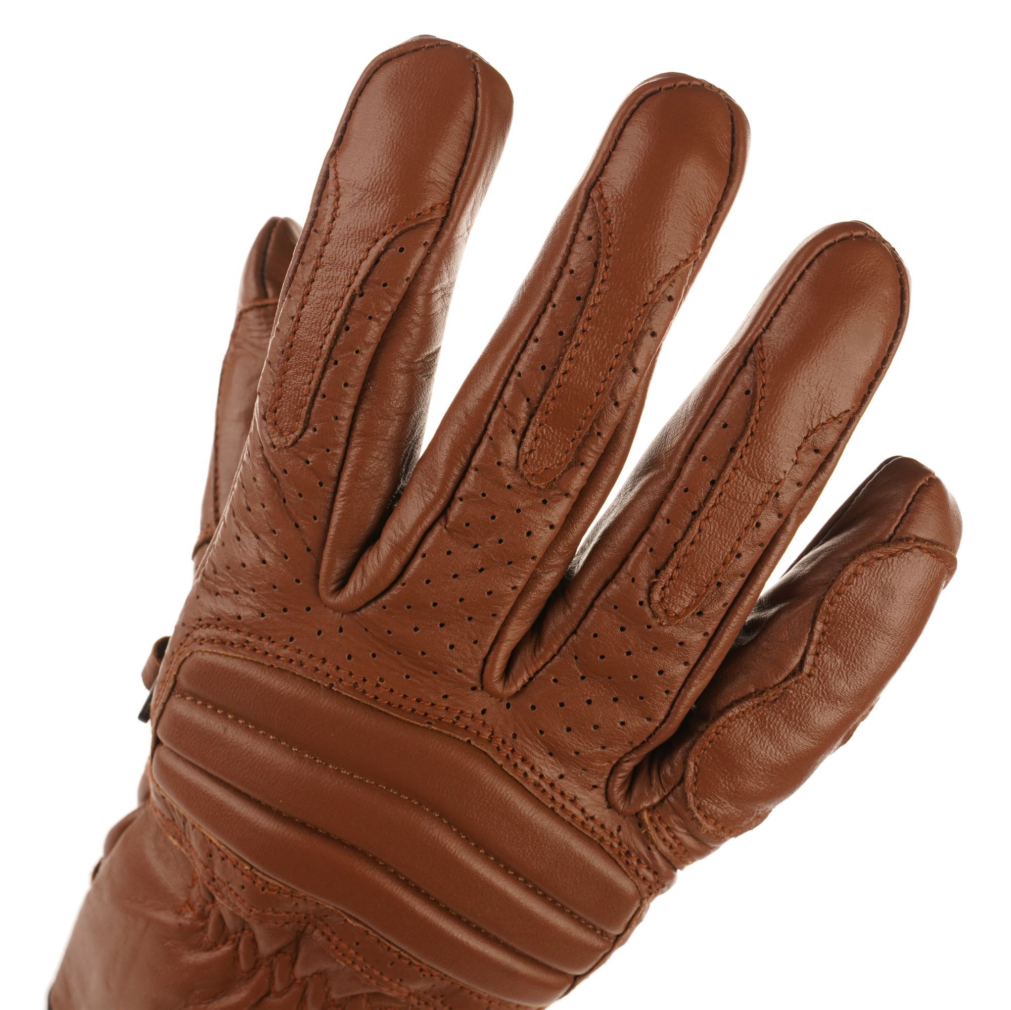 Bike It 'UCG' Ultimate Cruiser Leather Motorcycle Gloves (Brown) - Image 3