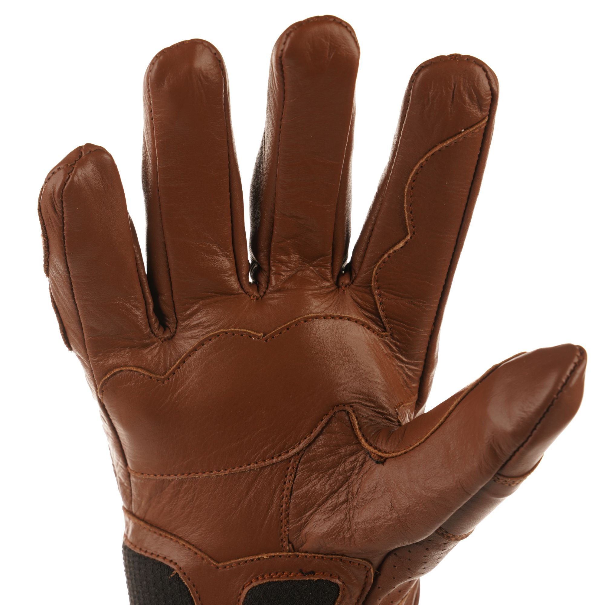 Bike It 'UCG' Ultimate Cruiser Leather Motorcycle Gloves (Brown) - Image 4