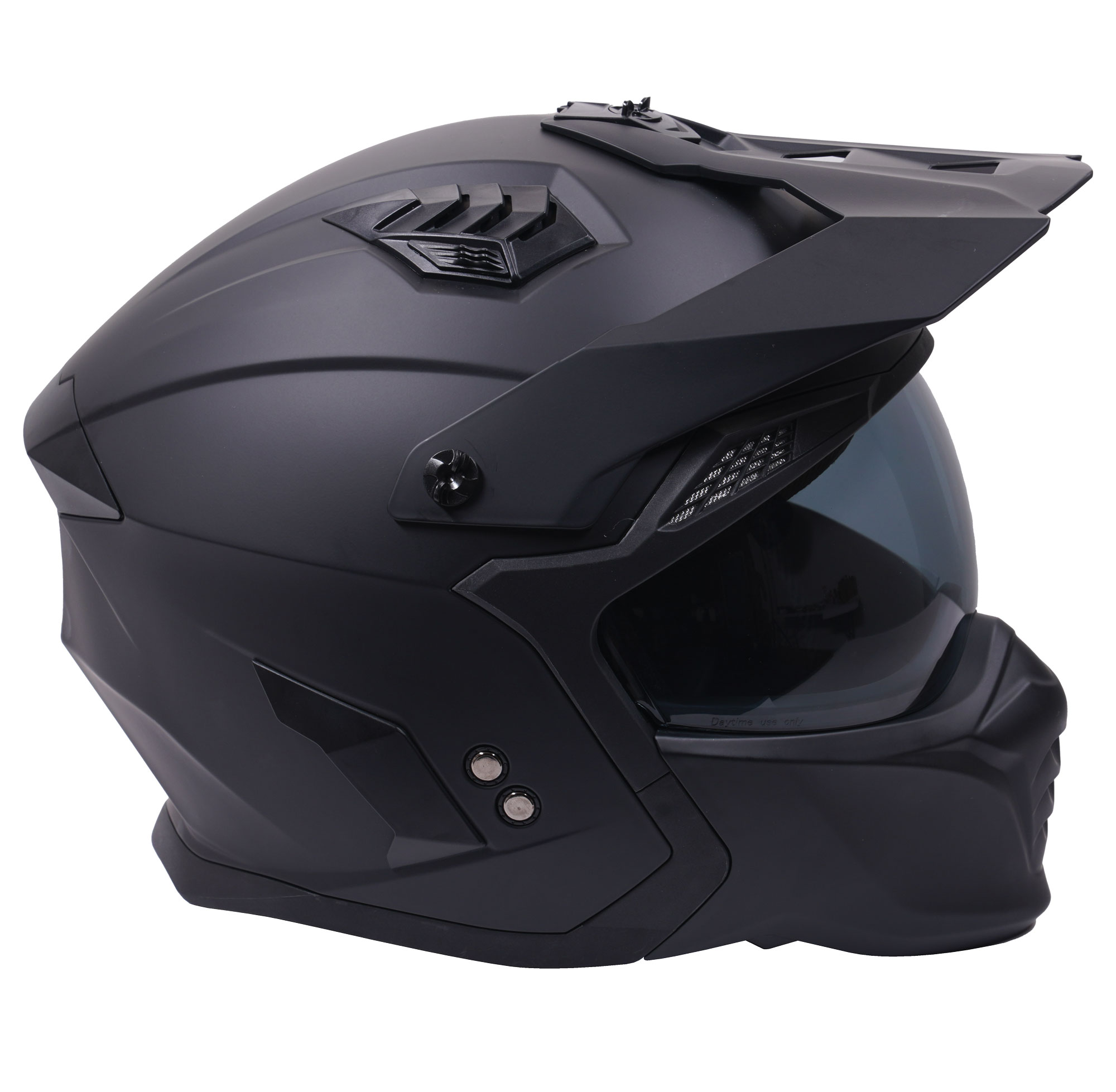 Stealth Fighter Multi Function Motorcycle Full & Open Face Helmet - Matt Black - Image 3