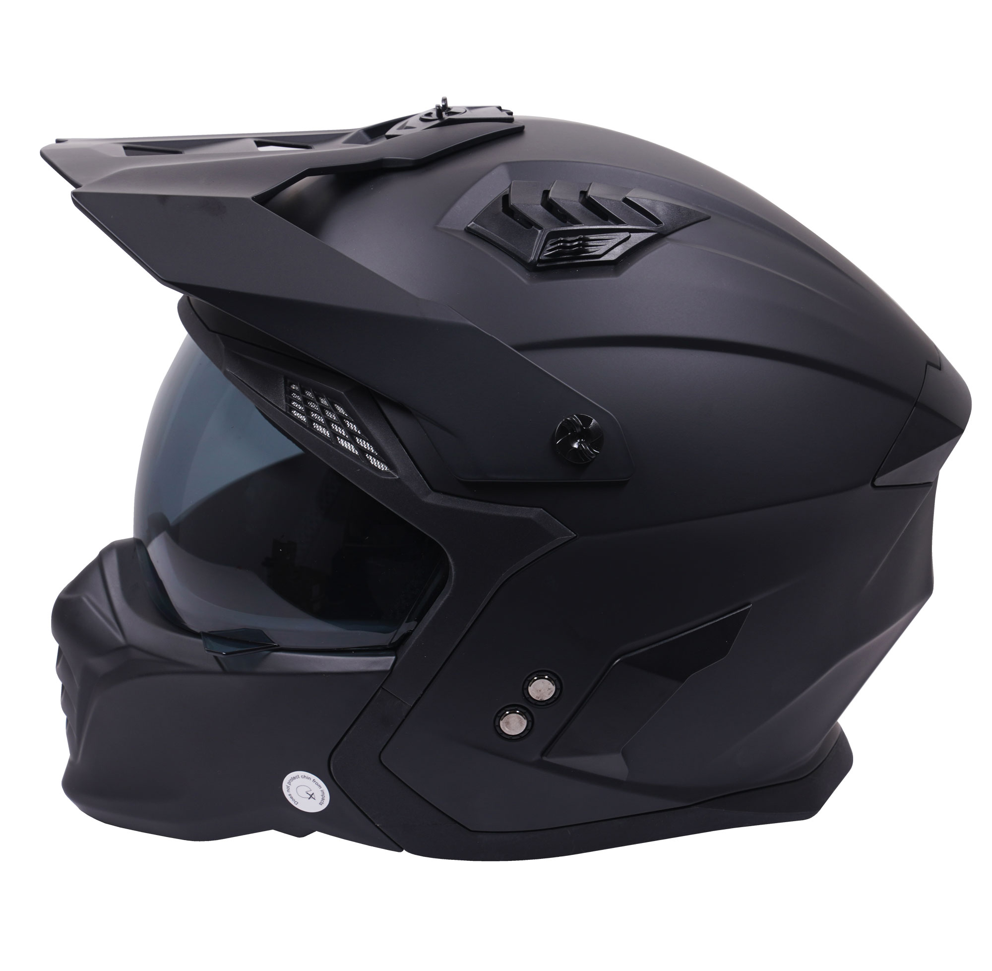 Stealth Fighter Multi Function Motorcycle Full & Open Face Helmet - Matt Black - Image 4