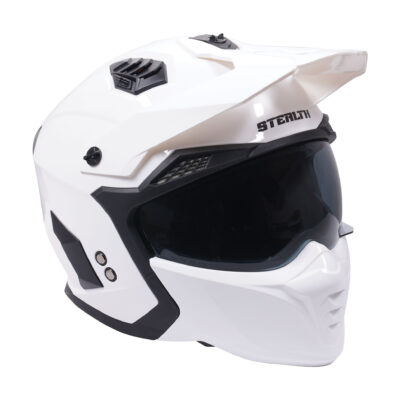 Stealth Fighter Multi Function Motorcycle Full & Open Face Helmet – Gloss White