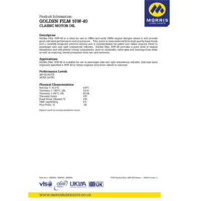 Morris Golden Film 10W-40 Classic – 5LTR