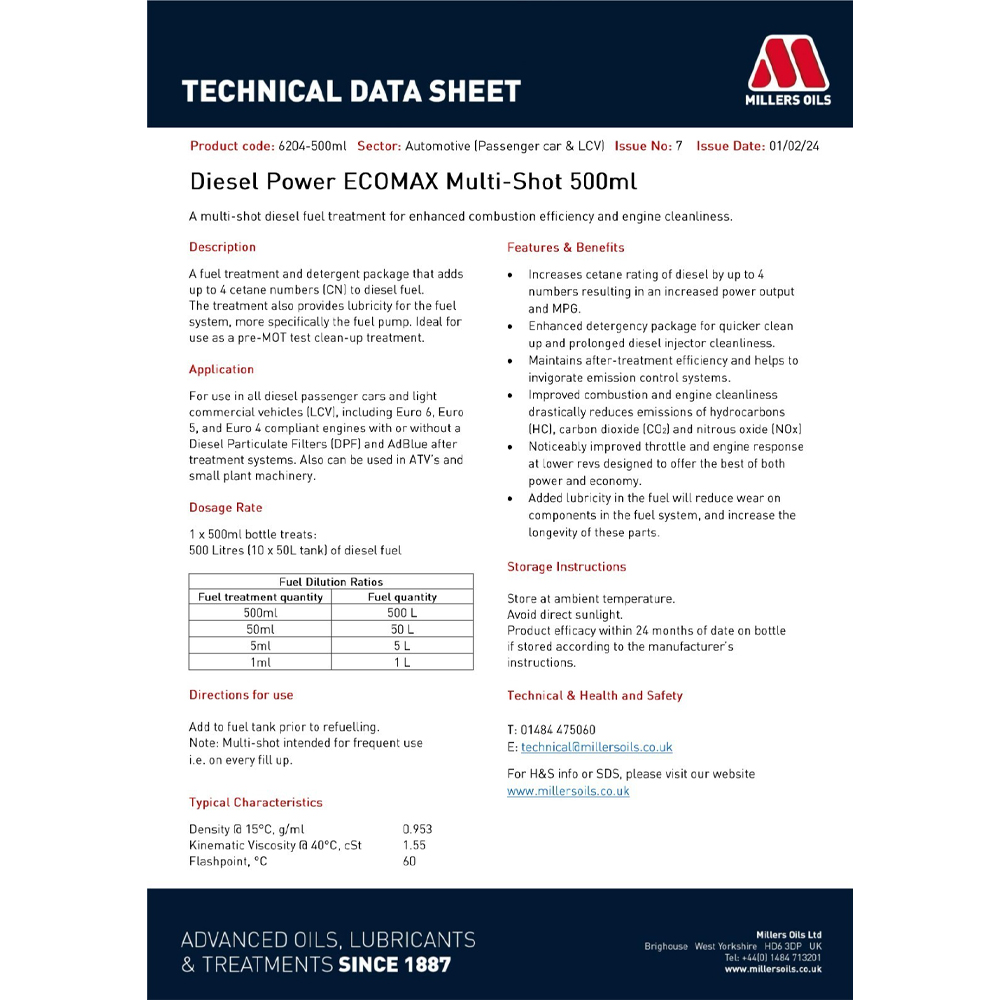 Millers Diesel Power Ecomax - 500ml - Image 2