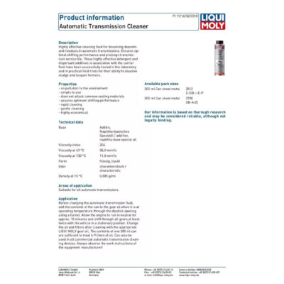 LIQUI MOLY AUTOMATIC TRANSMISSION CLEANER – 300ML
