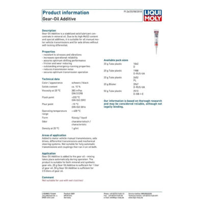 LIQUI MOLY GEAR OIL ADDITIVE – 50G