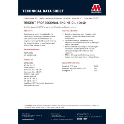 Millers Trident Professional 10w40 – 5L