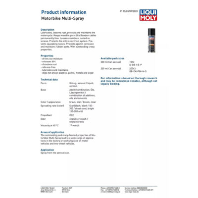 LIQUI MOLY MOTORBIKE MULTI SPRAY – 200ML