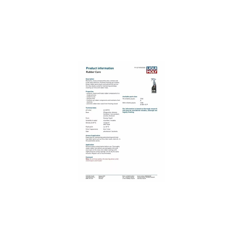 LIQUI MOLY RUBBER CARE TREATMENT - 500ML - Image 2