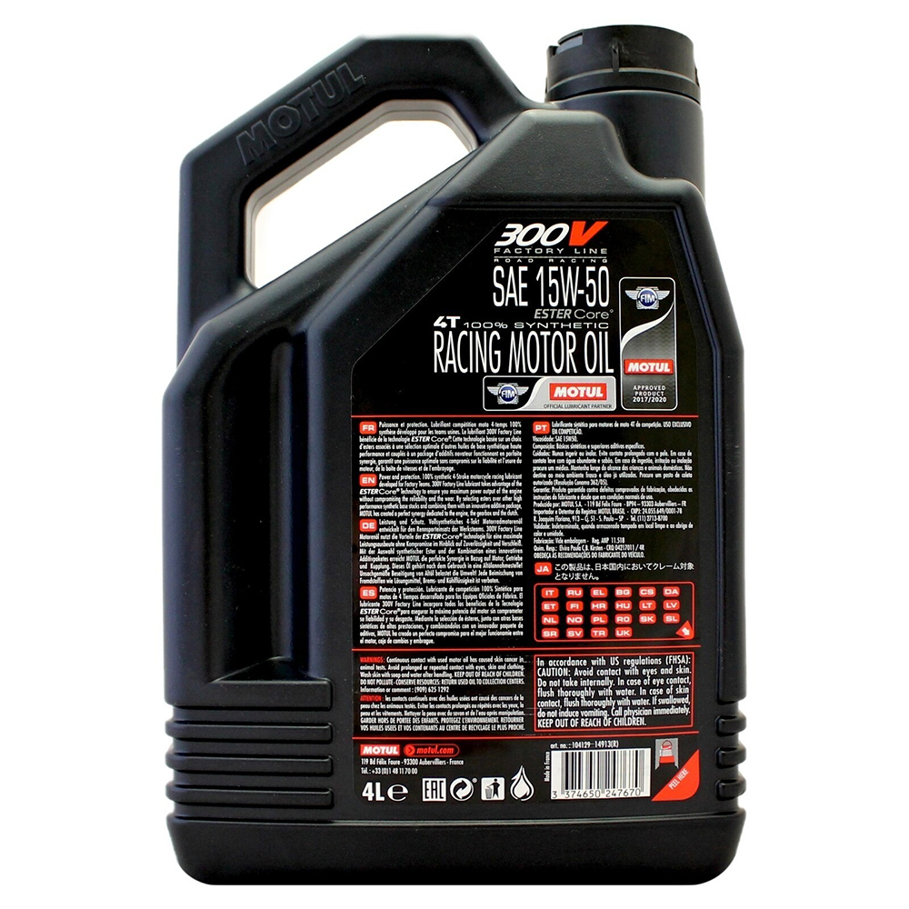 Motul 300V 15W50 Factory Line Road Racing - 4 Ltr - Image 5
