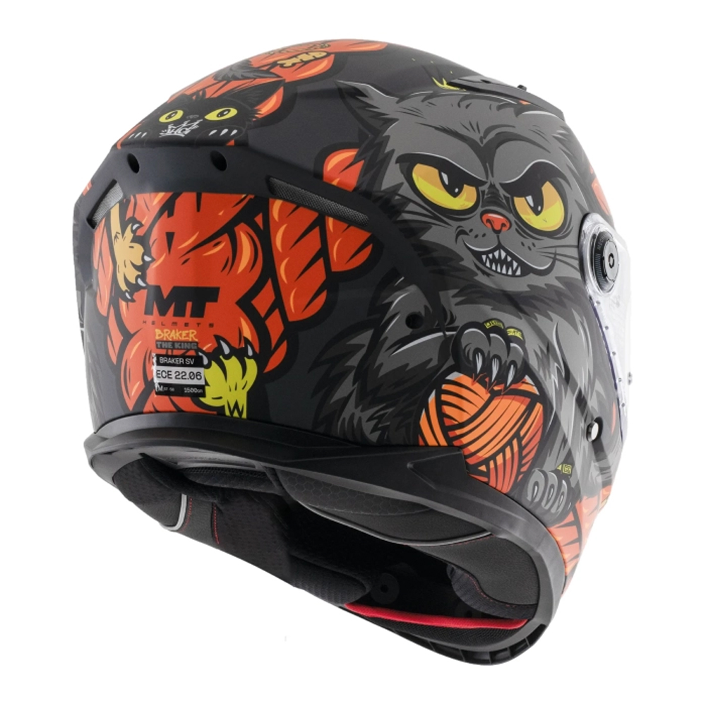 MT Braker SV The King Full Face Helmet - Matt Black Orange - Image 6