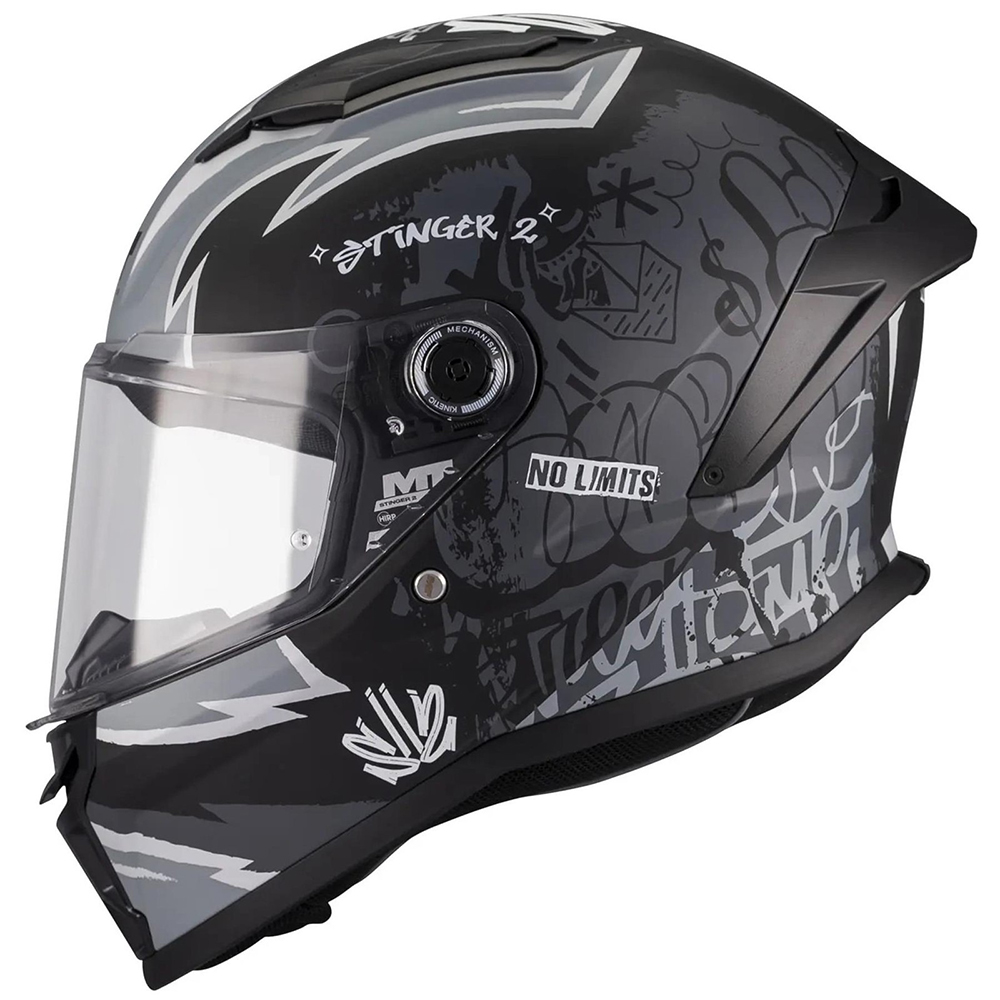 MT Stinger 2 Youth Tagger Full Face Helmet - Matt Black Grey - Image 2