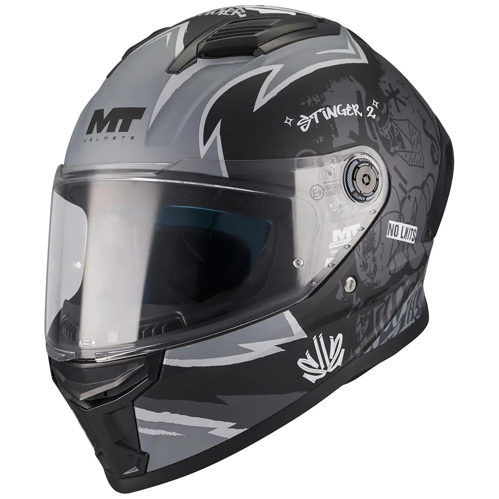 MT Stinger 2 Youth Tagger Full Face Helmet - Matt Black Grey