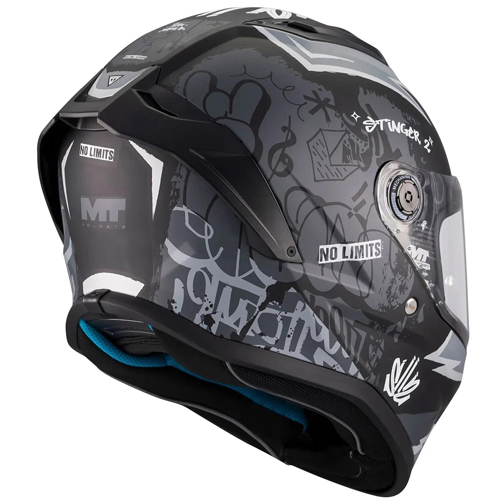 MT Stinger 2 Youth Tagger Full Face Helmet - Matt Black Grey - Image 4