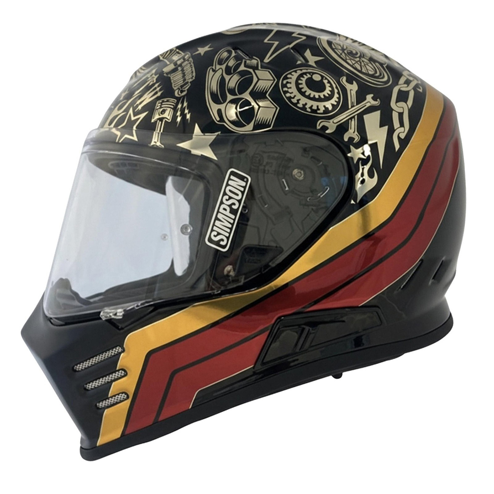 Simpson Venom Tatoo Full Face Helmet - Black Chrome - Image 3