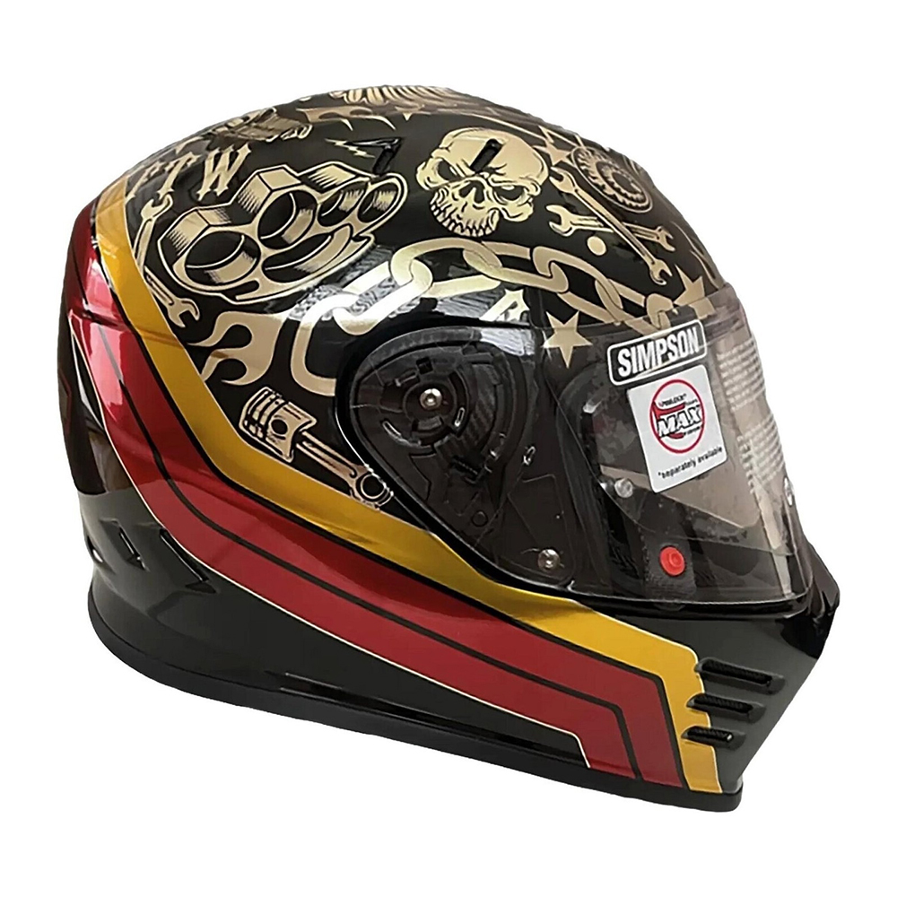 Simpson Venom Tatoo Full Face Helmet - Black Chrome - Image 2