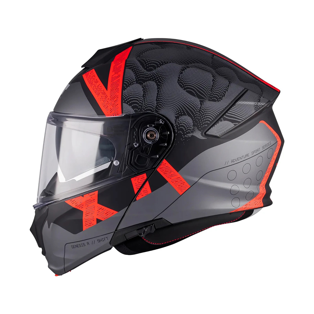 MT Genesis R SV Shift Modular Helmet - Matt Black Red - Image 2