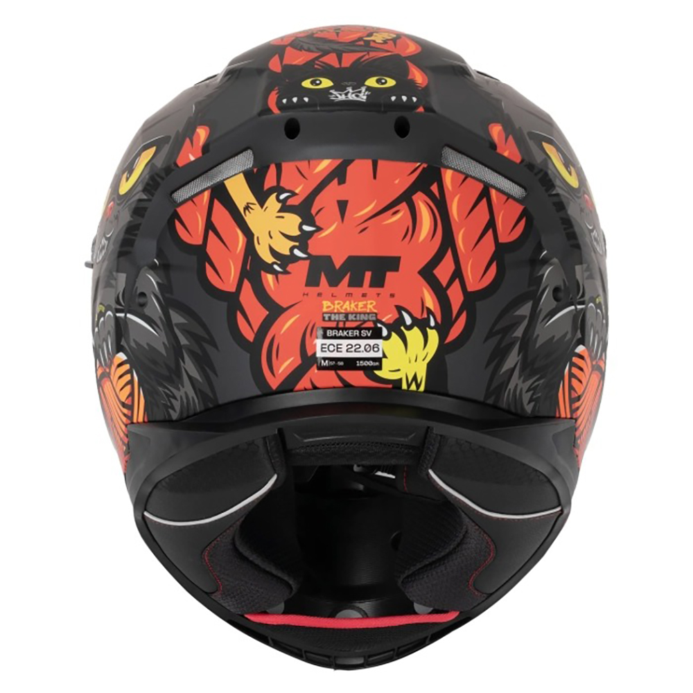 MT Braker SV The King Full Face Helmet - Matt Black Orange - Image 7